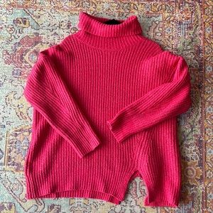 Hot Pink Turtleneck Sweater